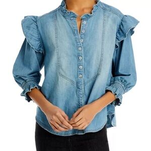 We The Free Louise Ruffle Button Down Top